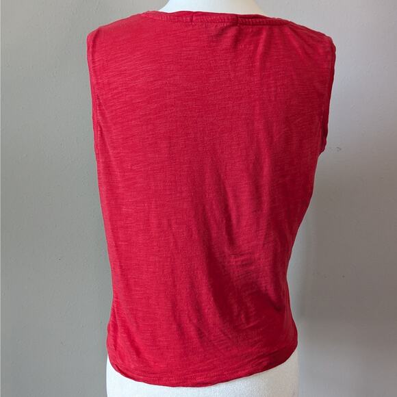 Sanctuary Cherry Red Tie Front Sleeveless Scoop Neck Tank Top Size Small - Picture 4 of 7